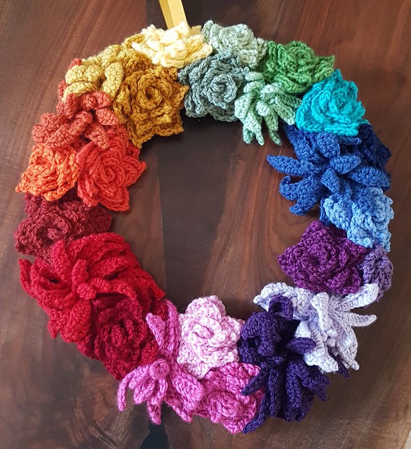 crochet flower wreath I made