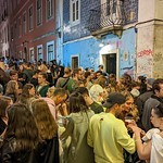Nightlife at Bairro Alto in Lisbon, Portugal 