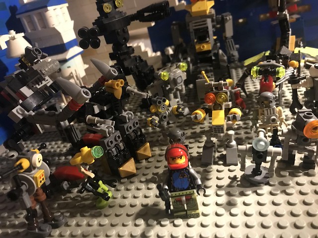 LEGO Classic Space: Tails and legends from the undercity on the capital planet: Arnold Shotgun and his all robot band of avengers is he a myth or for real? ( AFOL Lego robot designs and builds, sci-fi hobby toys with a minifigure ) Pic