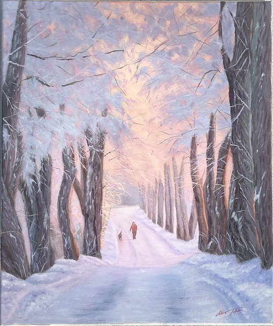 Taking walk among the snowy trees 24x20 inches