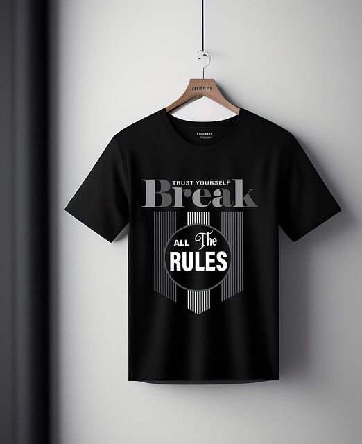 black-t-shirt-is-hanging-hanger-with-word-dope-it
