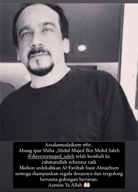 Pelakon & Pengarah Majed Saleh Meninggal Dunia, Shiha Seperti Tak Percaya