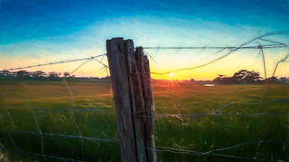 Sunrise through a fence