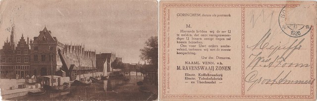 Reclamekaart - M. Ravenswaaij Zonen, poststempel 1926