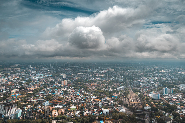 Aerial view of the Colombo East taken from the top of the Lotus Tower
