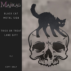 :MAJIKAL: Black Cat Metal Sign - ToTL Gift