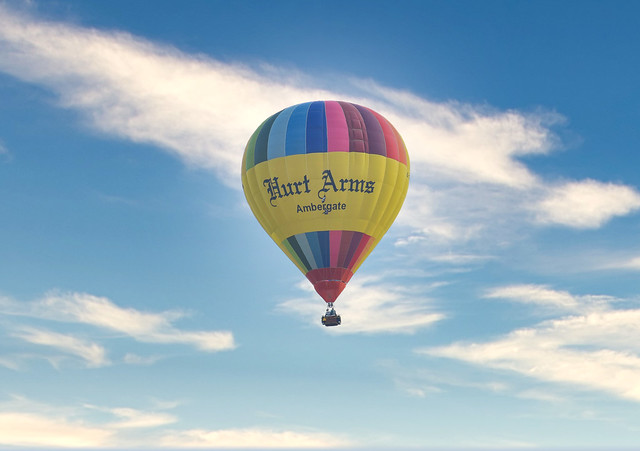 Hot air ballon over Shrewsbury Shropshire