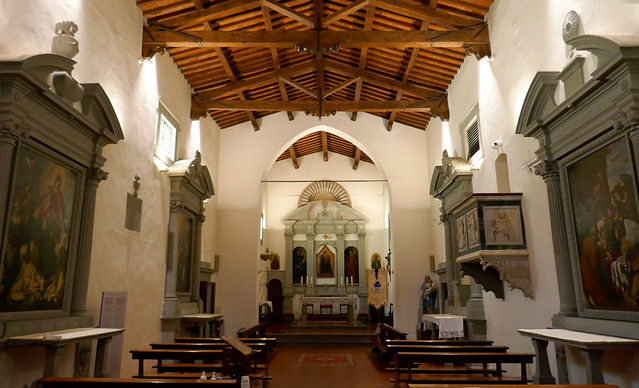 Nef, église de la Miséricorde, XIVe siècle, San Casciano in Val di Pesa, province de Florence, Toscane, Italie.