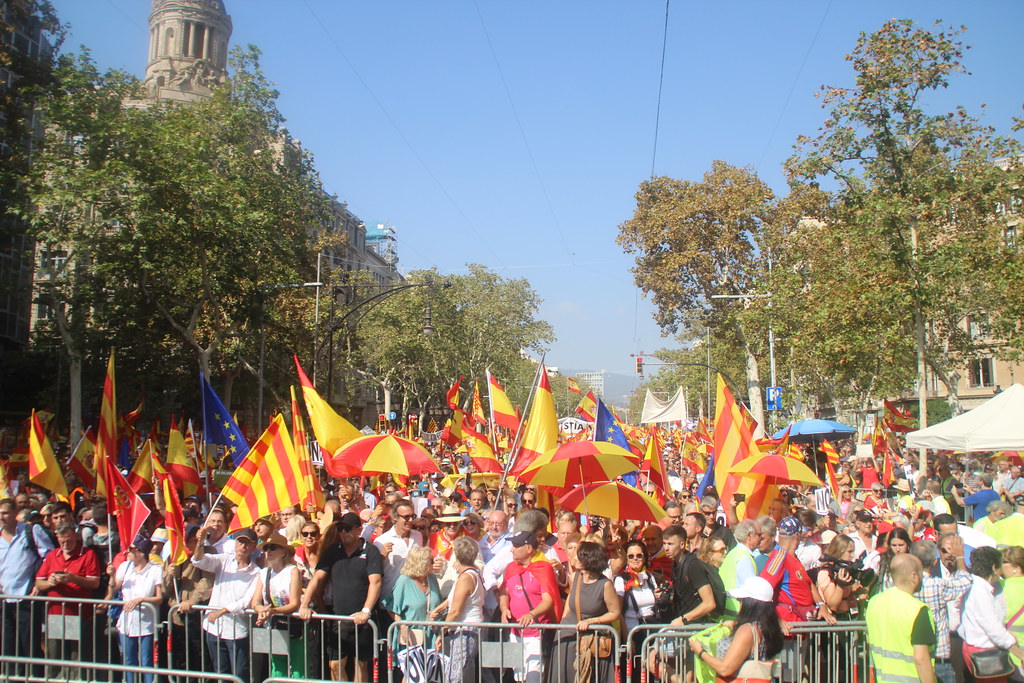 FOTOGRAFÍA. BARCELONA (ESPAÑA), 08 DE OCTUBRE DE 2023. Gran manifestación en Barcelona contra la amnistía al golpe y la autodeterminación. Lasvocesdelpueblo (99)