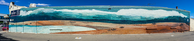 Mitre Lake mural, (Nurrabiel) by Stacey Rees in Jos Lane, Horsham, Vic  (stitched, edited, pano)