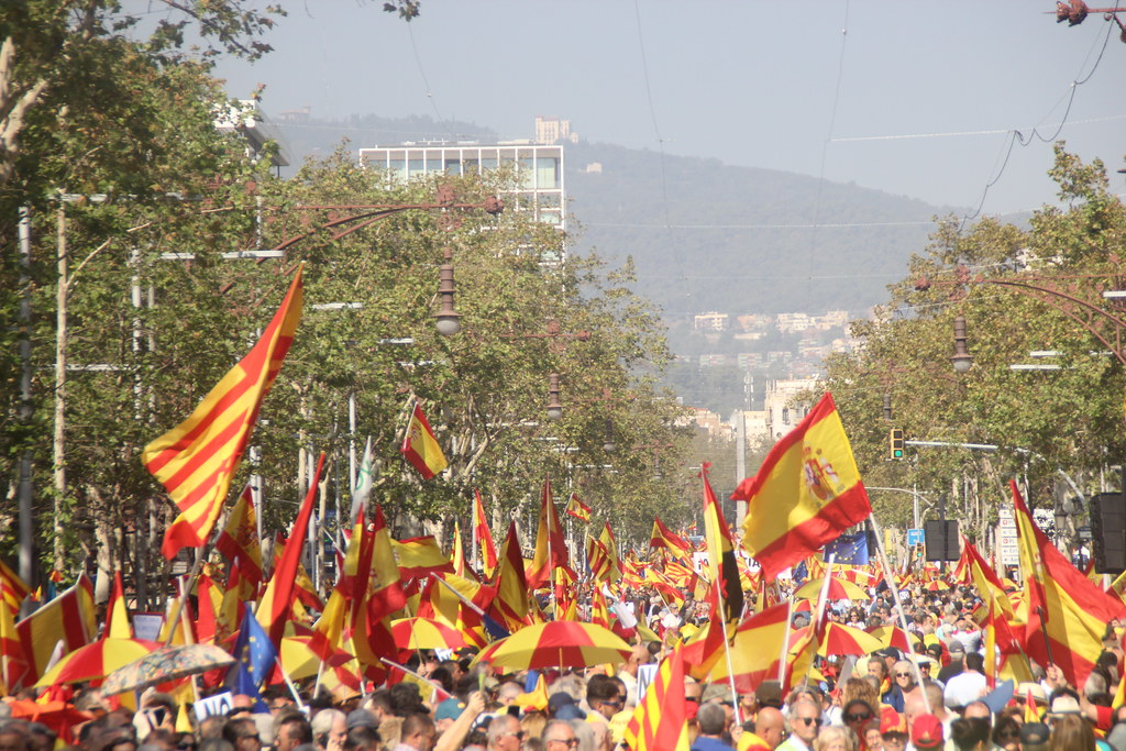 FOTOGRAFÍA. BARCELONA (ESPAÑA), 08 DE OCTUBRE DE 2023. Gran manifestación en Barcelona contra la amnistía al golpe y la autodeterminación. Lasvocesdelpueblo (73)