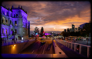 Brisbane at Sunset Looking Towards the Cultural Centre from Queen Street Mall