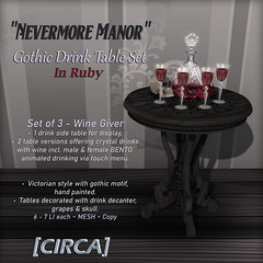 @ Trick or Treat Lane | [CIRCA] - "Nevermore Manor" Side Table Wine Giver Set - Ruby