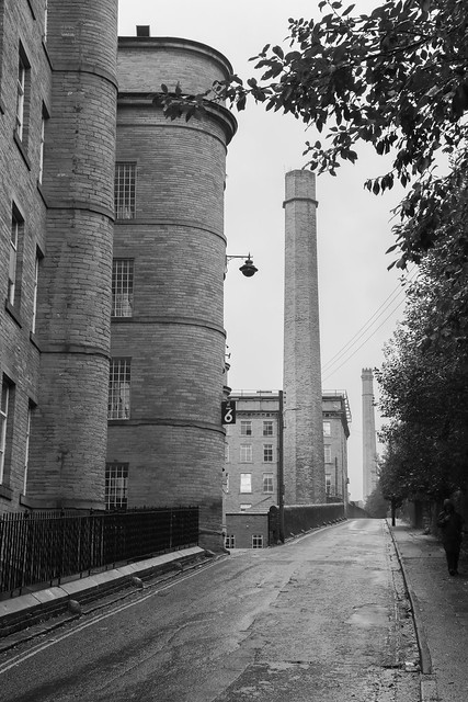 View north up Old Lane, Dean Clough Mills