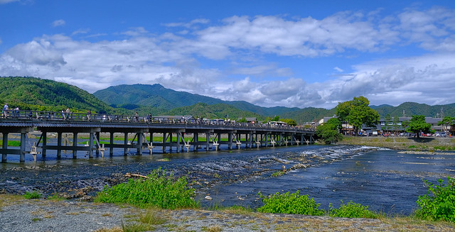 Togetsukyo Bridge, Arashiyama, Western Kyoto, Japan - 10 October 2023.