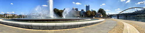 Point State Park, 2023 by Alan Barr, Pittsburghpittsburgh pointstatepark panorama pano panoramic color landscape fountain bridge