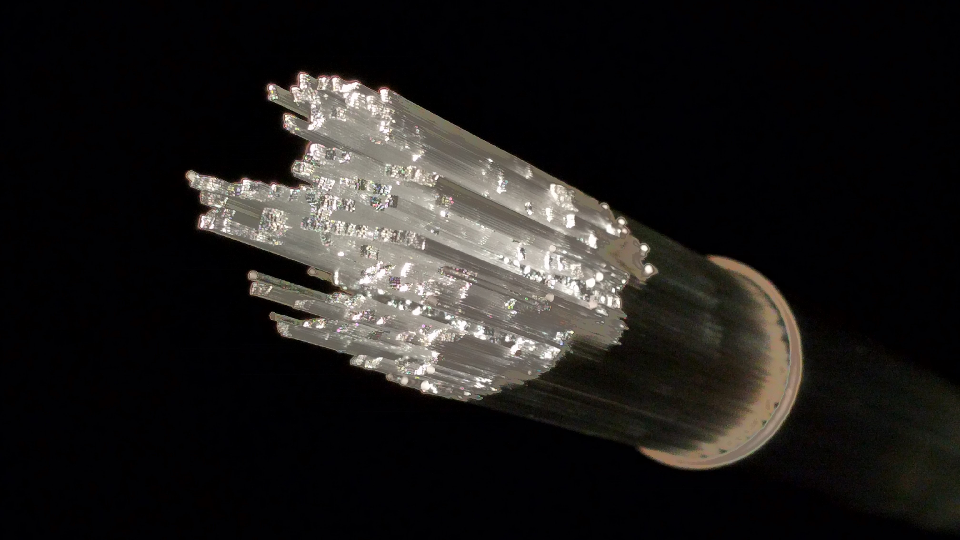 Close up view of a new form of optical fibre. 