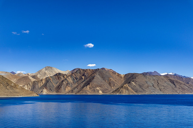 Pangong Tso or Pangong Lake is an endorheic lake spanning eastern Ladakh and West Tibet situated at an elevation of 4,225 m (13,862 ft).