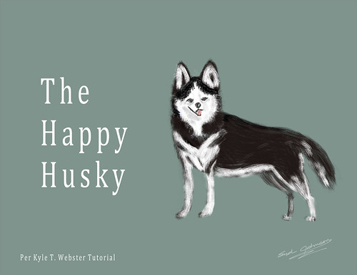 Drawn image of a Husky dog
