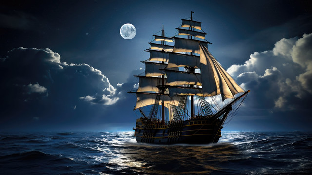 Pirate Ship By Night