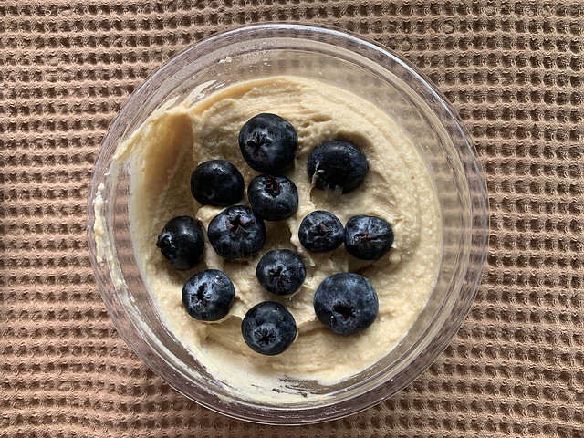 Hummus with Blueberries on it