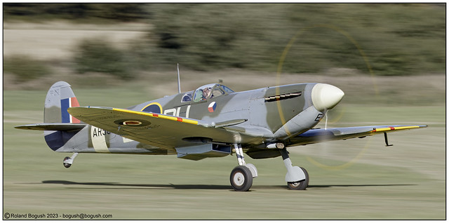 Spitfire Mk Vc AR501 taking off - Old Warden Sep 2023