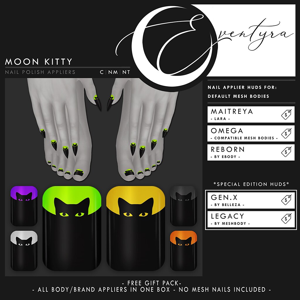 FREE!- Eventyra Nail Appliers – Moon Kitty – [ Trick or Treat Lane Gift ]