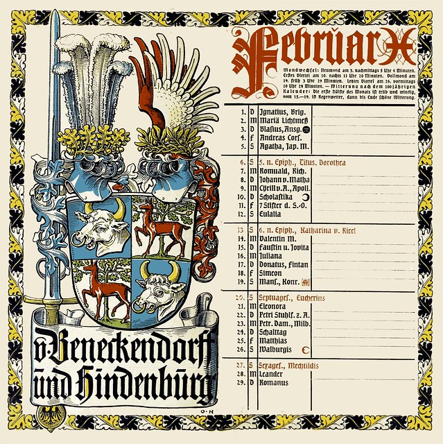 Münchener Kalender, Februar, 1916.