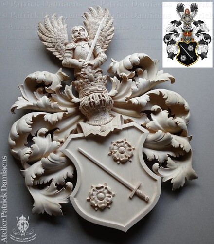 Coat of arms F. Engelhardt from Switzerland | Coat of arms carved in wood