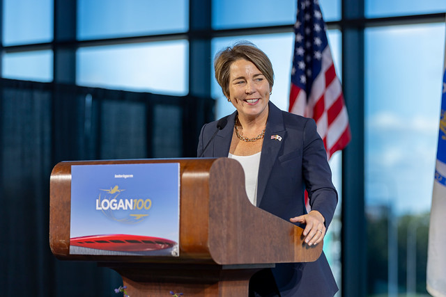 Governor Healey attends and gives remarks at the Logan 100 and Terminal E opening celebration