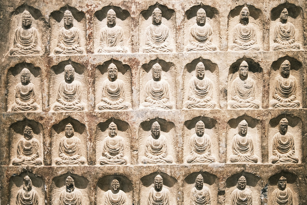 Votive stele with 93 Buddhas