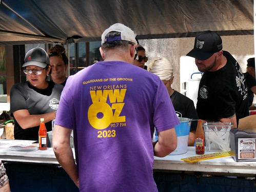 WWOZ shirt spotted in the wild at Crescent City Blues & BBQ Fest 2023. Photo by Louis Crispino.