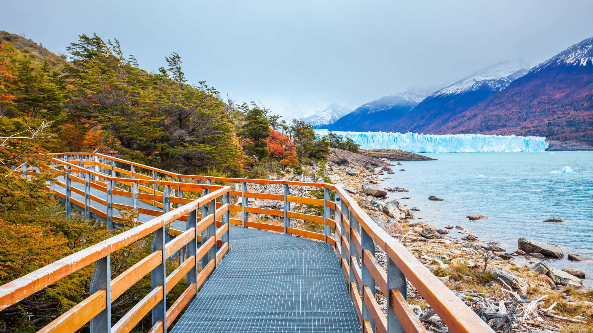 Wooden walkways overlooking the Perito Moreno Glacier