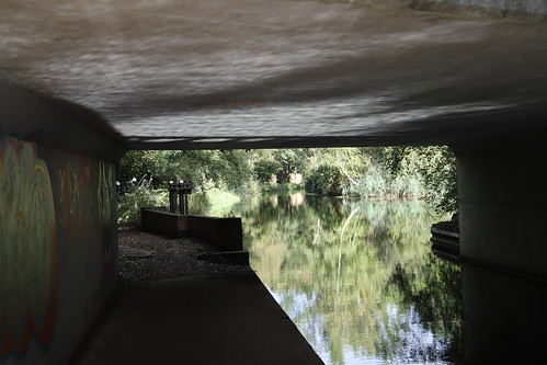 Taking canal under the bridge - Ash Vale 
