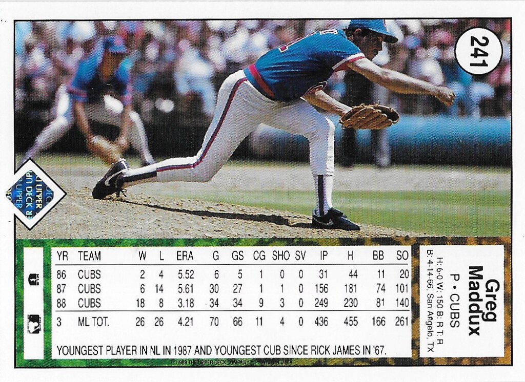 Grace, Mark - 1989 Upper Deck #241 (cameo with Greg Maddux)