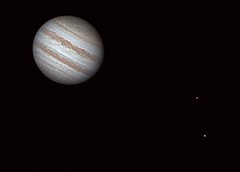 Jupiter, Europa and Io 2023/09/09 20:38 UT