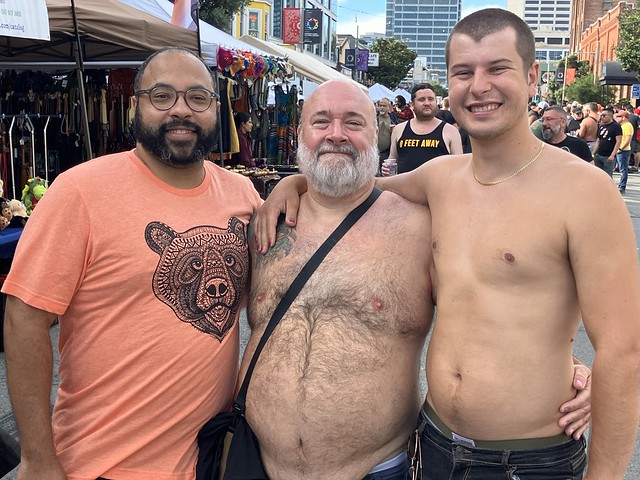 The Hella handsome three Bearmen ! ~~ photographed by ADDA DADA ! ~ BEARRISON STREET FAIR 2023 ! Bearman Fair 2023 !