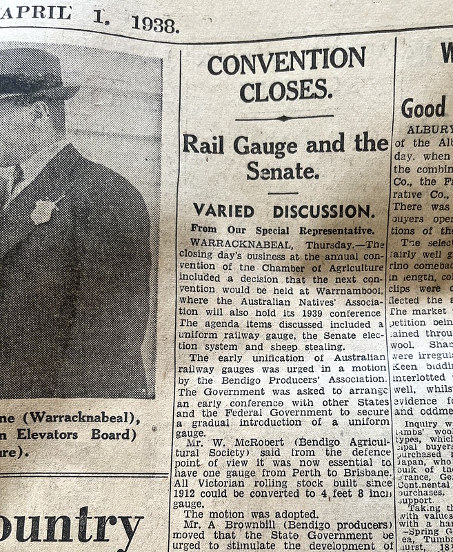 The Age 1st April 1938: Convention Closes - Rail gauge and the Senate