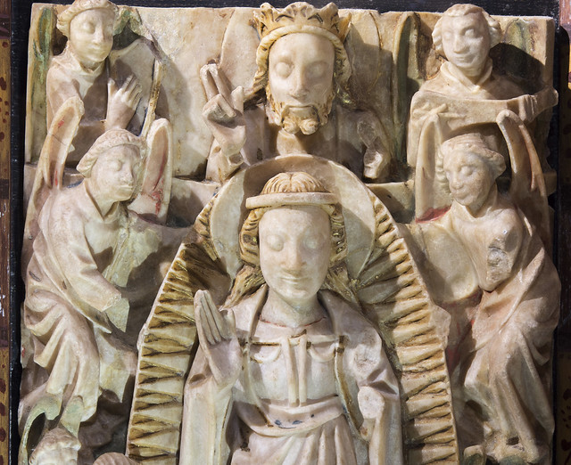 Assomption / Assumption / Mariä Himmelfahrt, detail. English Medieval Alabaster, 15th c. Saint-Léonard-du-Noblat (Haute-Vienne, France), abbey church.