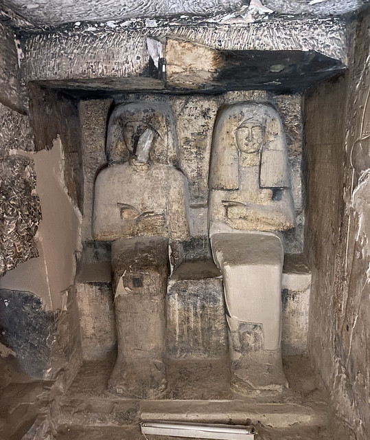 Theban Necropolis Sheikh 'Abd el-Qurna Tomb of Khaemhat (Mahu) XVIII Dyn Amenhotep III Inner Chamber east Khaemhat & his Wife (1e)