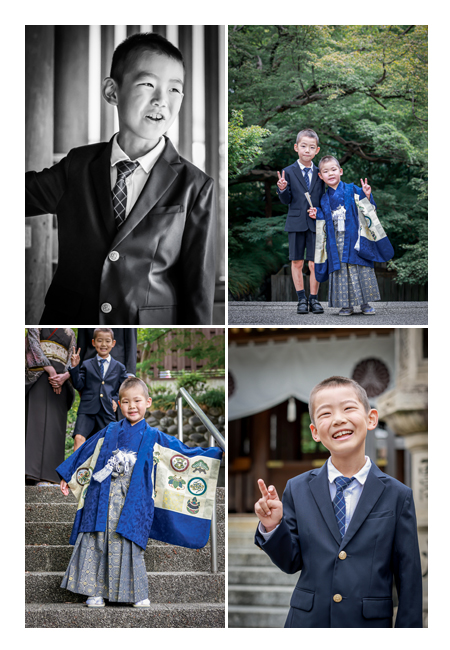 名古屋の塩竈神社で七五三　兄弟の写真