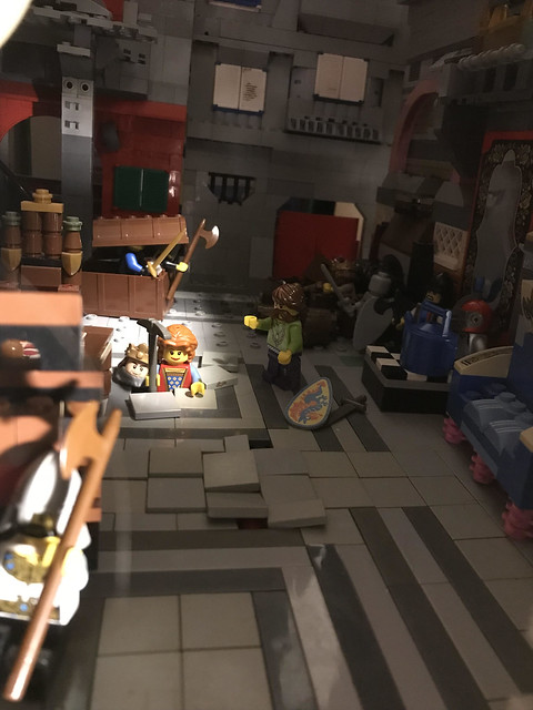 LEGO classic Castle: the Religious zealots has to hide and alliance kings and a Queen Esmeralda hacks their way through the palace floor while the crusaders do their best to hide ( AFOL MOC knight adventures and brick builds with minifigures toy hobby)