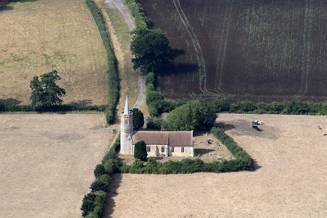 Shimpling aerial image - St George's Church in south Norfolk