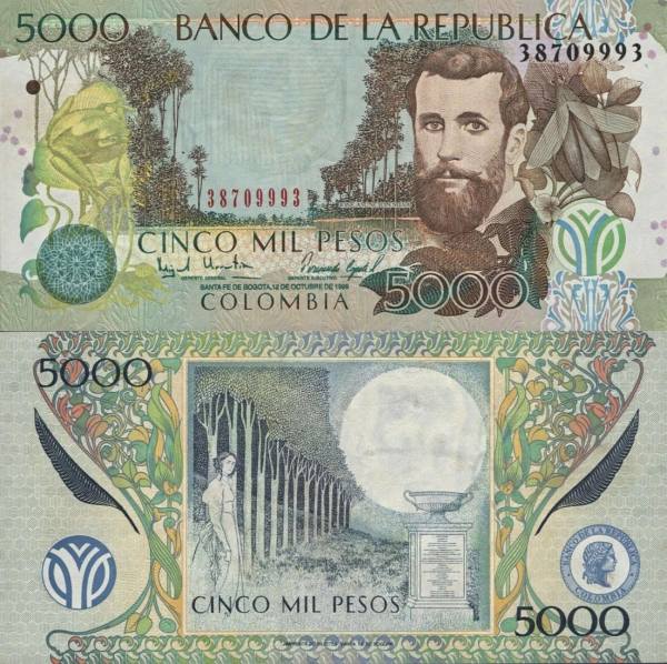 Colombia p447d 5000 Pesos 1999