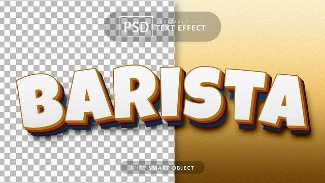 Barista text - editable 3d font effects