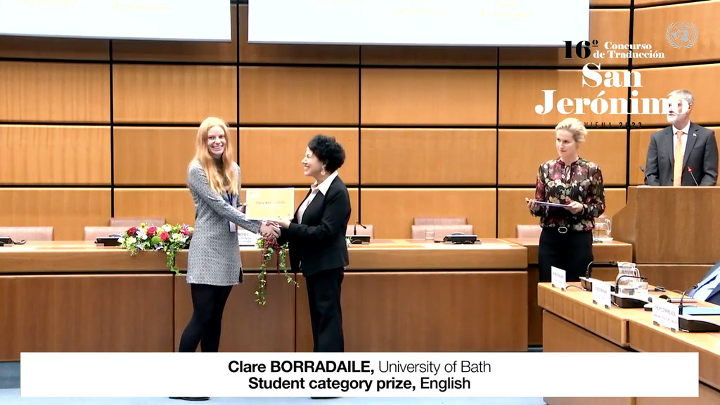 Clare Borradaile receiving a certificate