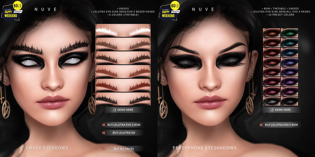 Ember eyebrows and Persephone eyeshadows – Lelutka Evo X/AK ADVX/All Evo X heads