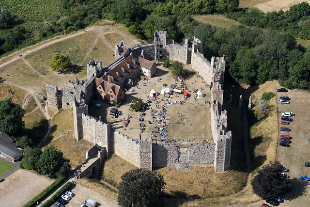 Framlingham Castle aerial image - built in the 12th century and home to the Dukes of Norfolk for over 400 years.
