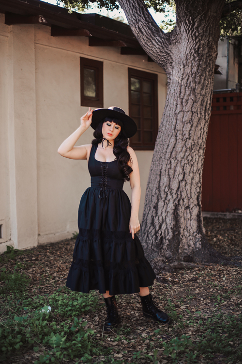 La Femme En Noir Pickety Witch Dress in Black Southern California Belle