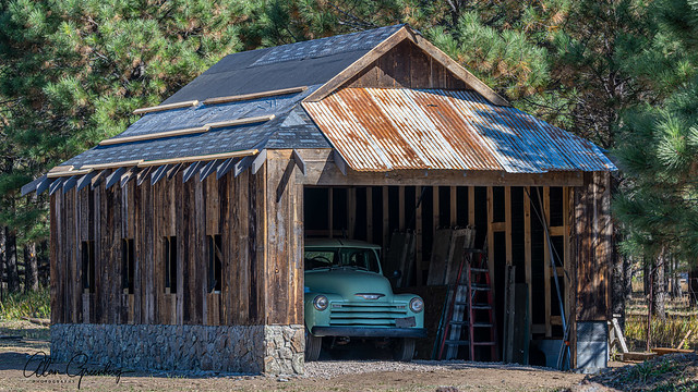 Old pickup in the barn